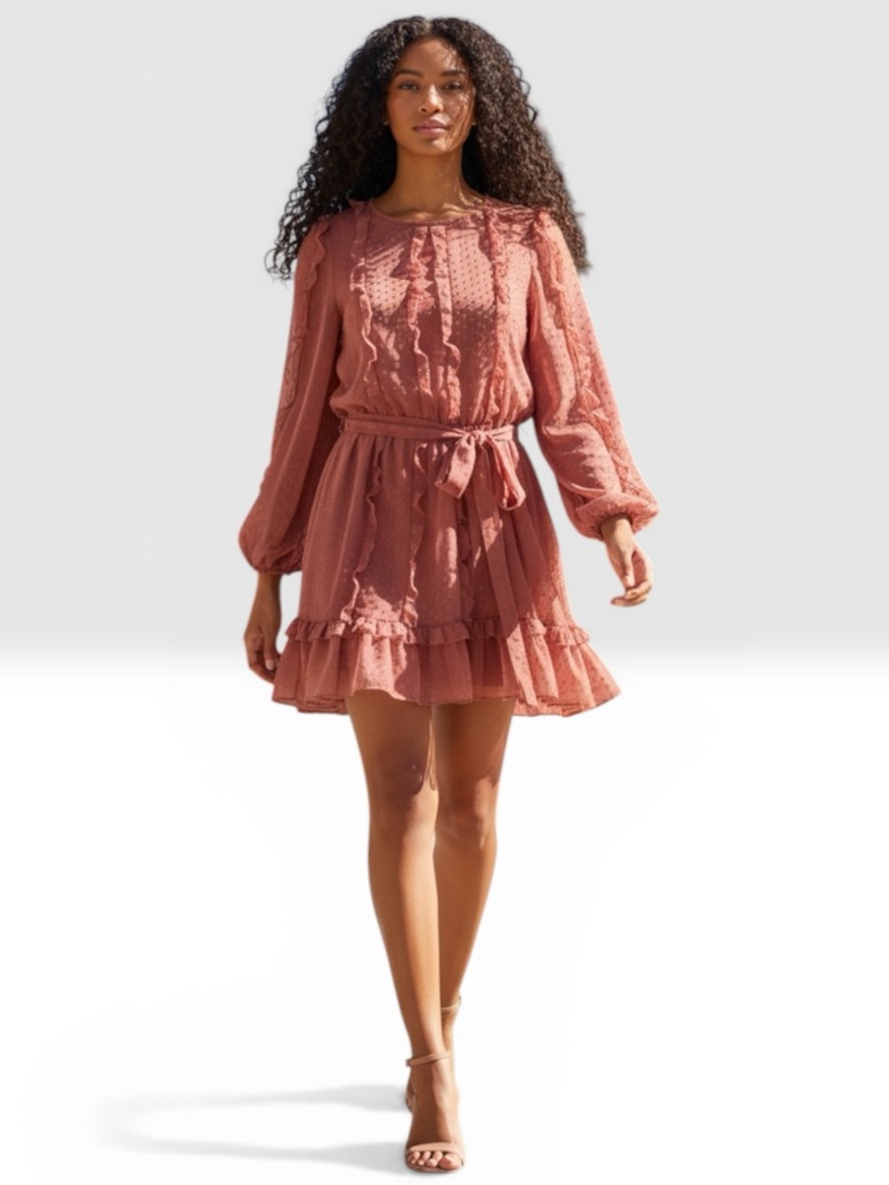 LC Lauren Conrad Rosewood Ruffle Long-Sleeve Mini Dress